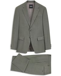 BOSS - Traje Slim Fit De Dos Piezas En Lana Elástica Con Motivo - Lyst
