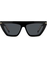 BOSS - Zonnebril Van Zwart Acetaat Met Goudkleurige Details - Lyst