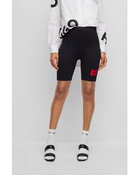 HUGO Short cycliste sans coutures avec étiquette logo rouge - Noir