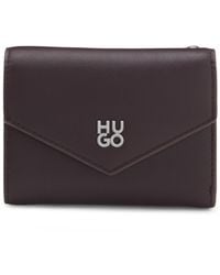 HUGO - Flap Wallet With Stacked-Logo Hardware - Lyst