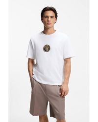 HUGO - Cotton-Jersey T-Shirt With Embroidered Badge - Lyst