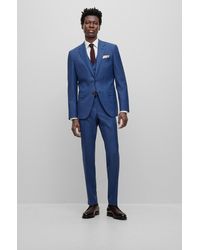 BOSS - Three-piece Slim-fit Suit In Virgin Wool - Lyst
