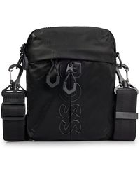 BOSS - Coated-velour Cross-body Bag With Outline Logo - Lyst
