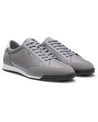 BOSS - Suede-Trim Trainers With Ribbed Sole - Lyst