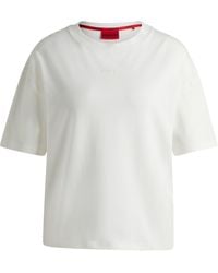 HUGO - Relaxed-fit T-shirt Van Zachte Jersey Met Contrastlogo - Lyst