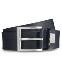 BOSS - Italian-Leather Belt With Logo Keeper And Brushed Hardware - Lyst