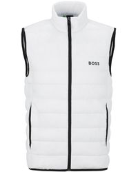 BOSS by HUGO BOSS Water-repellent Gilet With Logo Detail - White