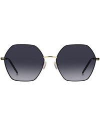 BOSS - Hoekige Zonnebril Van Zwart En Goudkleurig Staal - Lyst