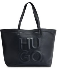 HUGO - Shopper aus Kunstleder mit geprägtem Stack-Logo - Lyst