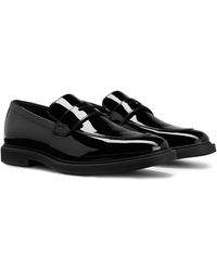 BOSS Mens Navy Padded Darrel Open Toe Slip On Leather Sandals Shoes