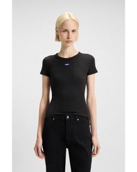 HUGO - Stretch-Cotton Slim-Fit T-Shirt With Logo Badge - Lyst