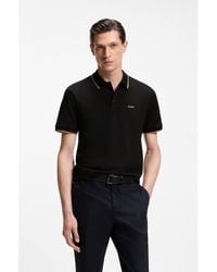BOSS - Cotton-Piqué Polo Shirt With Contrast Tipping - Lyst