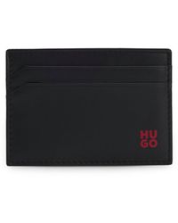 HUGO - Leather Card Holder With-Foil Stacked Logo - Lyst