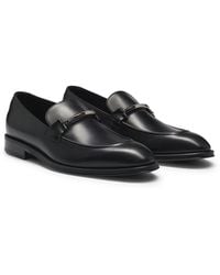 BOSS - Leather Loafers With Branded Hardware - Lyst