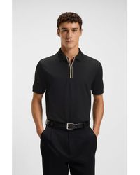 BOSS - Mercerised-Cotton Polo Shirt With Zip Placket - Lyst