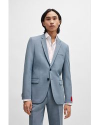 HUGO - Extra-slim-fit Jacket In Performance-stretch Patterned Cloth - Lyst