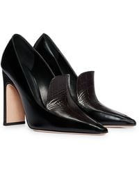 BOSS - Leather Pumps With Croc-effect Trim - Lyst