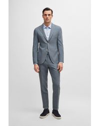 BOSS - Slim-fit Suit In A Micro-patterned Wool Blend - Lyst