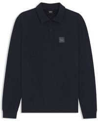 BOSS - Equestrian Stretch-Cotton Knit Polo With Logo Patch - Lyst