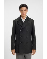 BOSS - Slim-Fit Double-Breasted Short Coat - Lyst