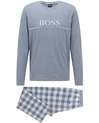 Hugo Boss Bodywear Pyjama haut à manches longues en coton mélangé Bleu marine RRP £ 65 