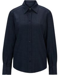 BOSS - Regular-Fit Bluse aus Twill in Denim-Optik - Lyst