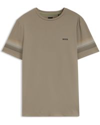 BOSS - Active Slim-Fit T-Shirt With Sleeve Stripes - Lyst