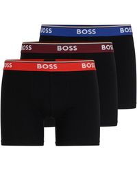 BOSS - Lot de trois boxers longs en coton stretch avec taille logotée - Lyst