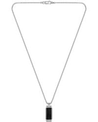 BOSS by HUGO BOSS Box-chain Necklace With Black And Silver-toned Pendant - Metallic