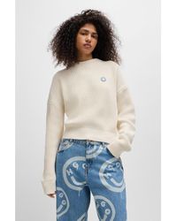 HUGO - Relaxed-Fit Sweater With Happy Patch - Lyst