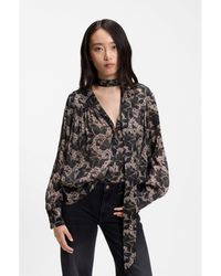 BOSS - Tailored Blouse With Metallic Thread Print - Lyst