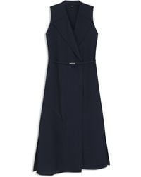 BOSS - Pinstripe Dress With Buttoned Wrap Front - Lyst