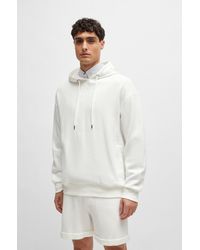 BOSS - Regular-fit Hoodie In Cotton Bouclé With Ribbed Cuffs - Lyst