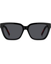 HUGO - Zonnebril Van Zwart Acetaat Met Merkaccent Op De Pootjes - Lyst