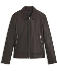 BOSS - Regular-Fit Lederjacke Mit Reißverschluss - Lyst