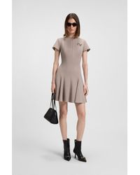 HUGO - Godet-Insert Dress With Bow Brooch - Lyst