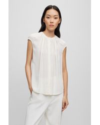 BOSS - Regular-fit Cap-sleeved Blouse With Gathered Details - Lyst
