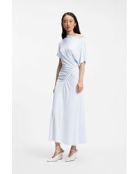 BOSS - Slim-Fit Dress With Gathered Details - Lyst
