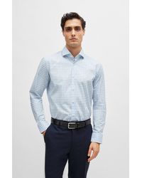 BOSS - Regular-fit Shirt In Easy-iron Checked Cotton Poplin - Lyst