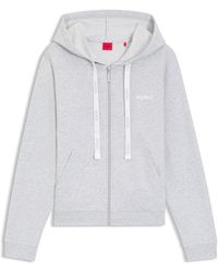 HUGO - Hoodie Van Een Katoenmix Met Rits En Logodetail - Lyst