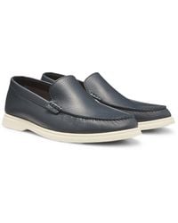 BOSS - Mokassins Aus Gewalktem Leder Mit Logo-Detail - Lyst