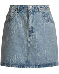 HUGO - Minirok Van Stevig Denim Met Logoprint - Lyst
