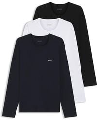 BOSS - Three-Pack Of Cotton T-Shirts With Logo Embroidery - Lyst
