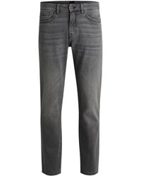 BOSS - Graue Regular-Fit Jeans aus bequemem Stretch-Denim - Lyst
