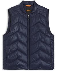 BOSS - Waterafstotende Bodywarmer Met Chevronstiksels - Lyst