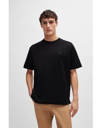 BOSS - Oversized-fit Mercerised-cotton T-shirt With Double Monogram - Lyst