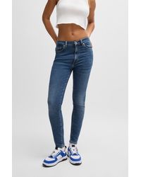 HUGO - Skinny-fit Jeans In Medium-blue Stretch Denim - Lyst