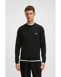 BOSS - Cotton-Blend Sweater With Body-Mapping And Contrast Logo - Lyst