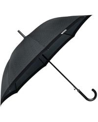 BOSS - Dark- Herringbone City Umbrella With Faux-Leather Handle - Lyst