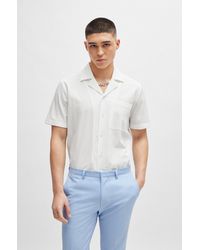 HUGO - Relaxed-fit Shirt In Stretch-cotton Seersucker - Lyst